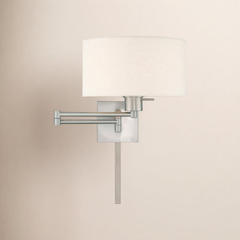 Kevyn Swing Arm Sconce, Brushed Nickel, Oatmeal