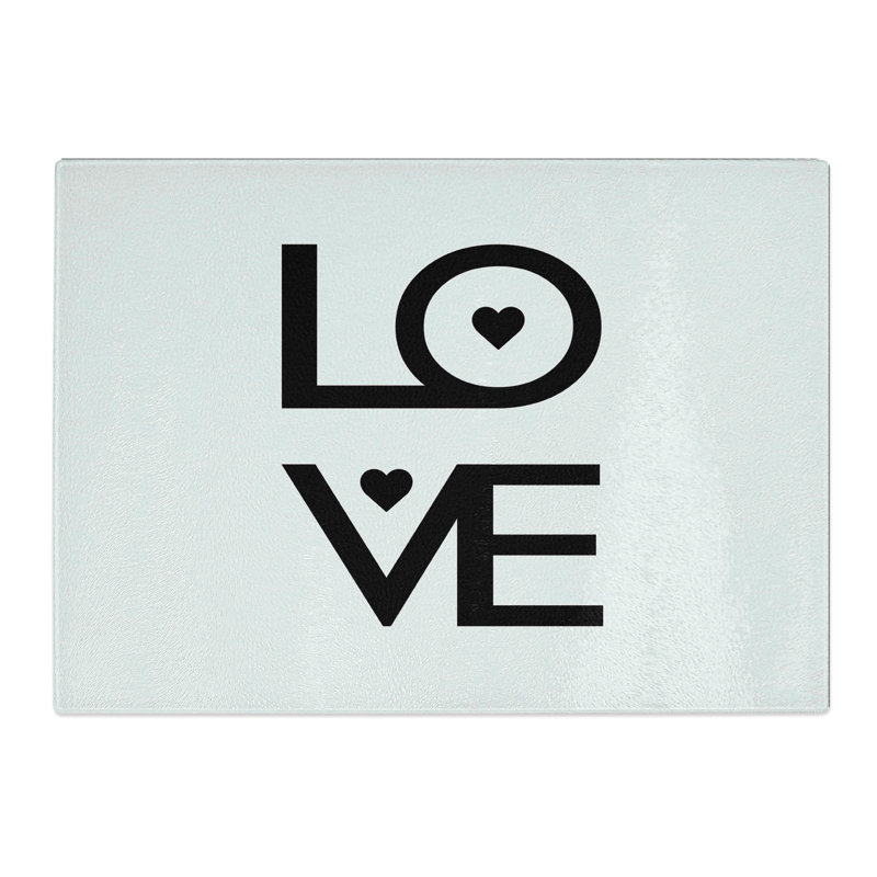 Love Heart Typography Chopping Board, 20cm W x 28.5cm L