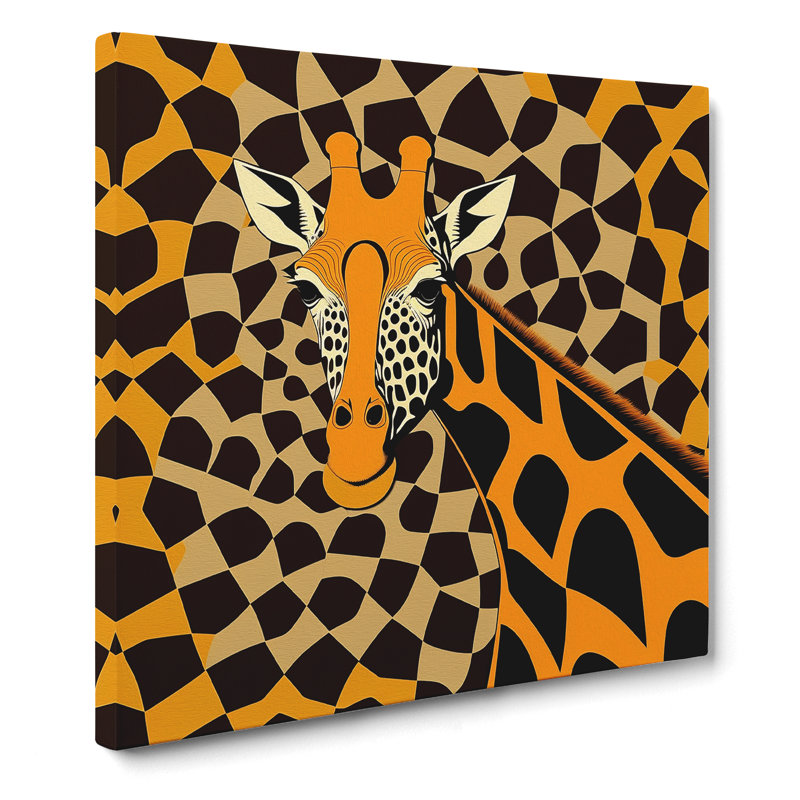 Giraffe Op Art - Wrapped Canvas, 50cm H x 50cm W x 3cm D
