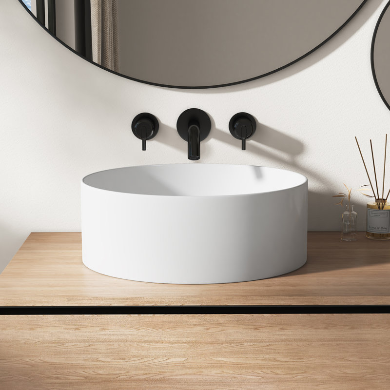 Denbigh Denbigh415mm x 415mm Circular Countertop Basin Bathroom Sink, White Vitreous China Basin