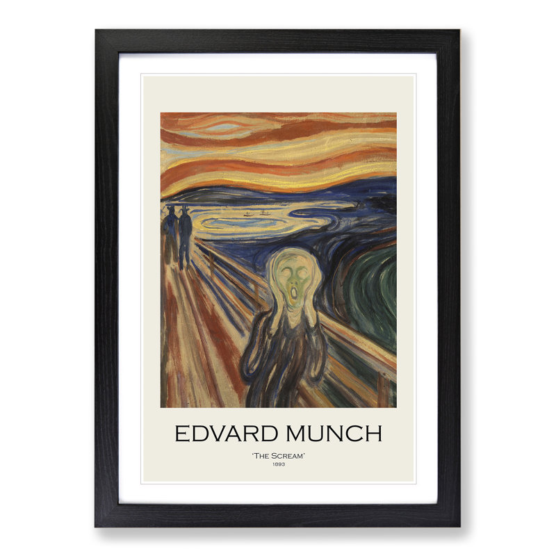 The Scream by Edvard Munch - Picture Frame Painting, Black Framed, 48cm H x 36cm W x 2cm D