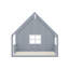 Structure de lit gris en bois massif avec lumières DEL, fenêtre et clôture de sécurité pour enfants-772257203