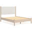 Grand lit Mooran, revêtement en polyester blanc, bois brun clair-118778051-118778050