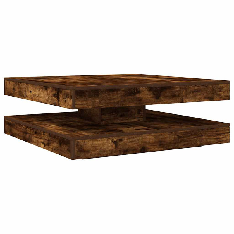 Coffee Table 360-Degree Rotatable 90X90x34.5 Cm, Smoked Oak