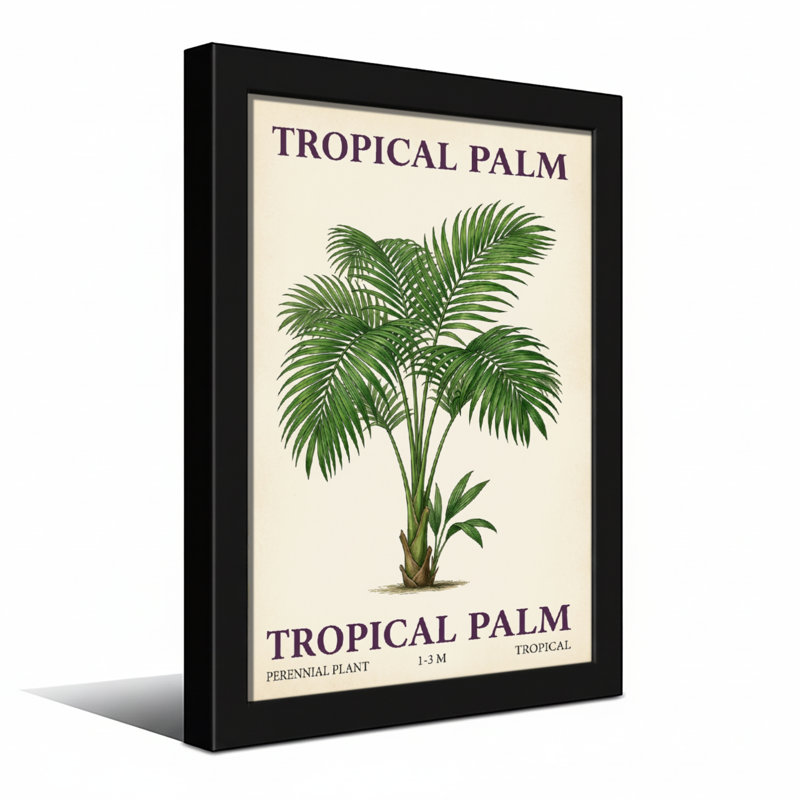 Plantes et fleurs, motif de palmier tropical, Toile tendue, Ne s’applique pas, H 18 po x l 12 po