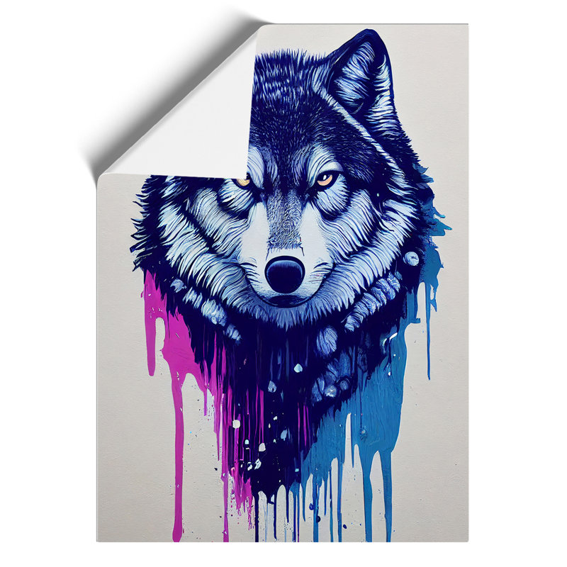 Painted Wolf No.3 - Wall Art, 29.7cm H x 21cm W, Paper, No Matte