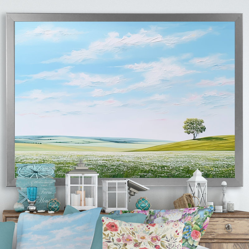 Prairie Country Charm Peacefulness, Cadre simple argenté, H 34 po x l 44 po x P 1,5 po