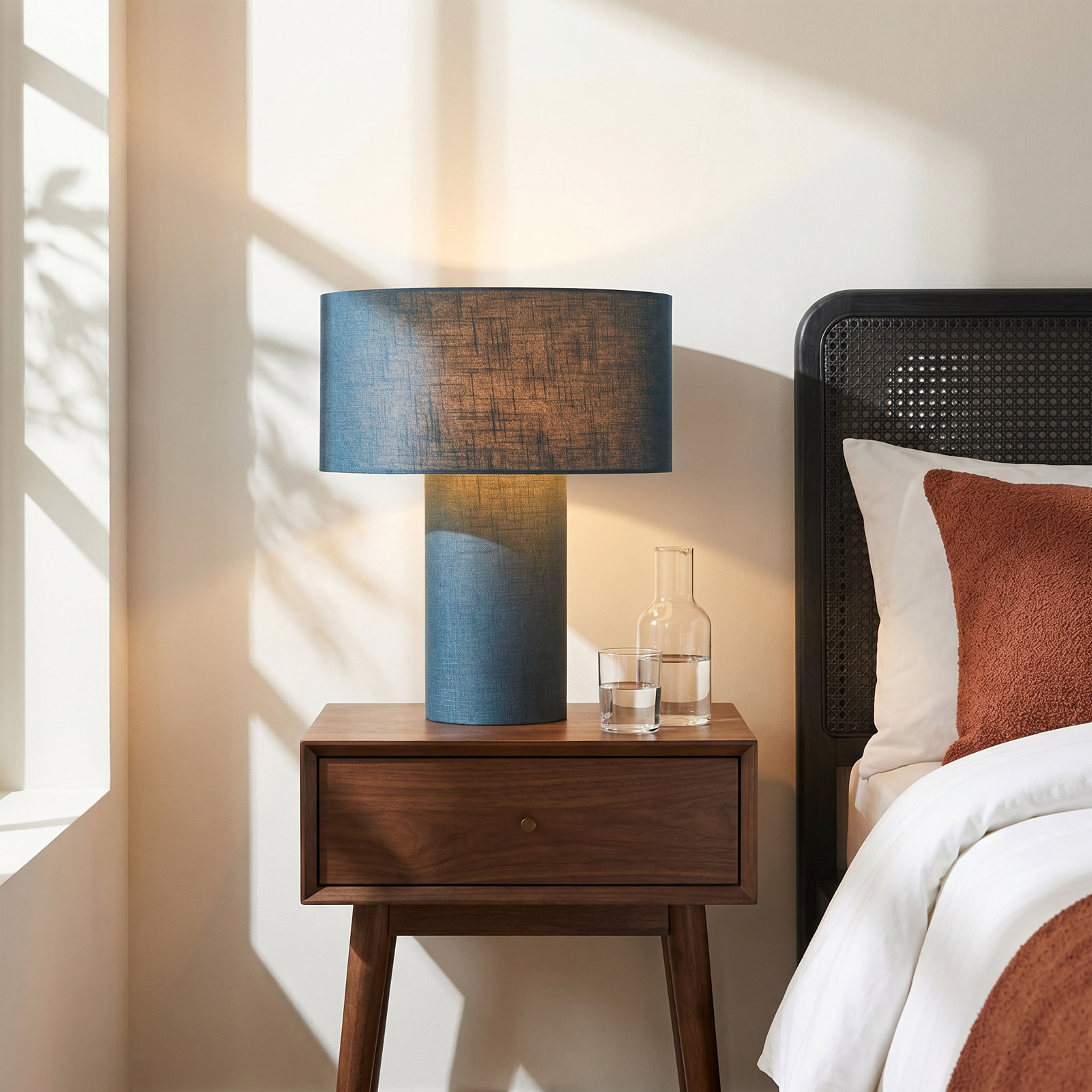  Linen Table Lamp, Blue