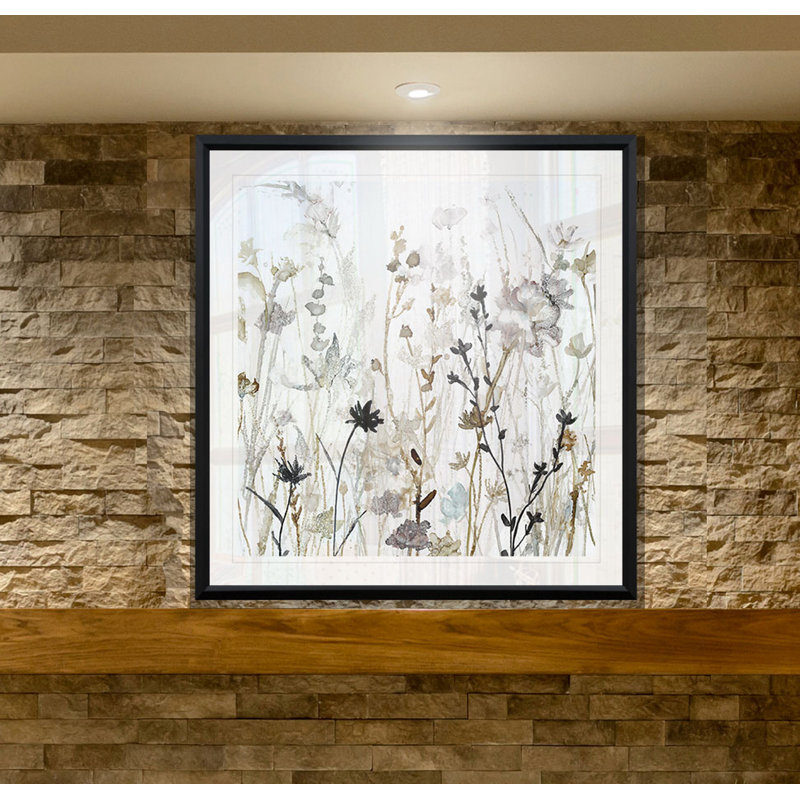 « Wildflower Mist II » - reproduction de peinture, H 26,5 po x l 26,5 po, Impression encadrée, Plastique noir