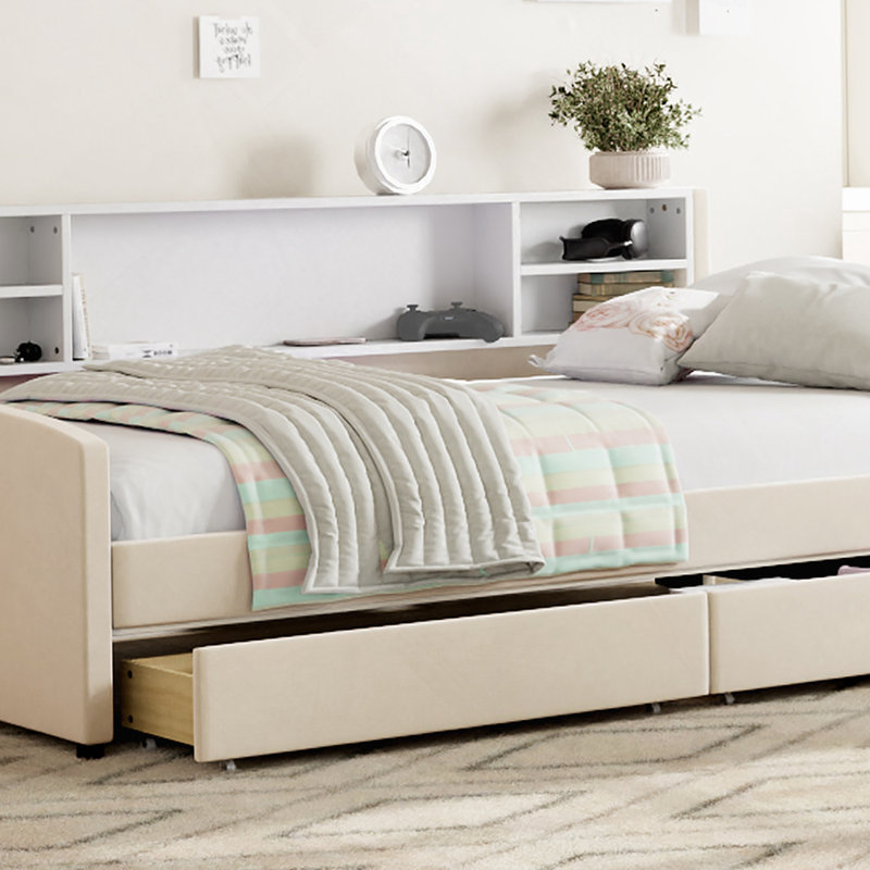 Upholstered Platform Bed With Drawers