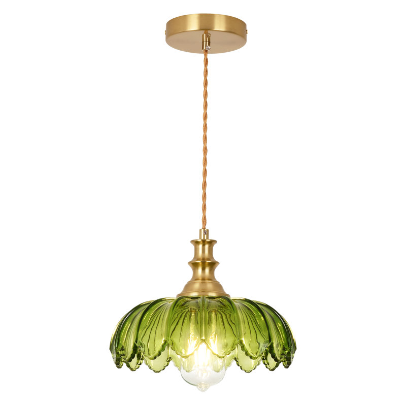 Luminaire suspendu en laiton 1 lumière Junathean, Vert