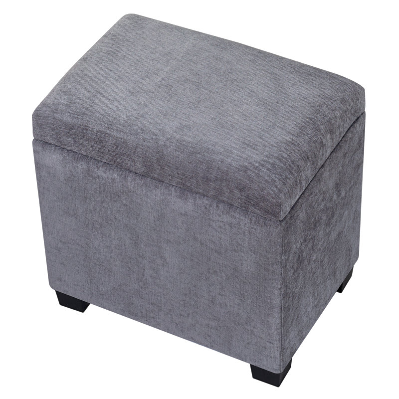 15.5" Rectangle Linen Storage Ottoman, Gray