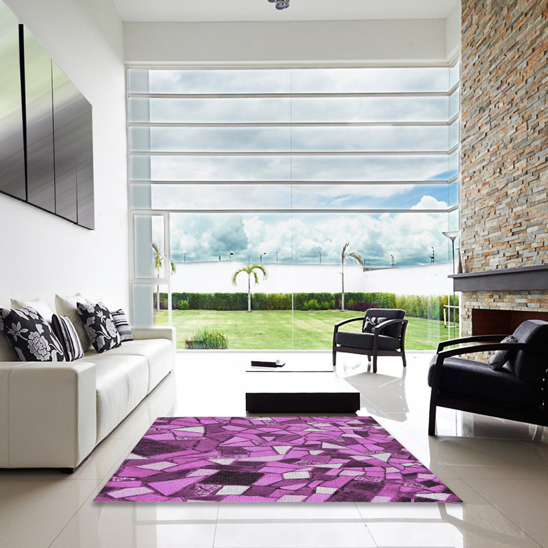 Tapis mauve/blanc à motifs Chantille, Carré 7 pi