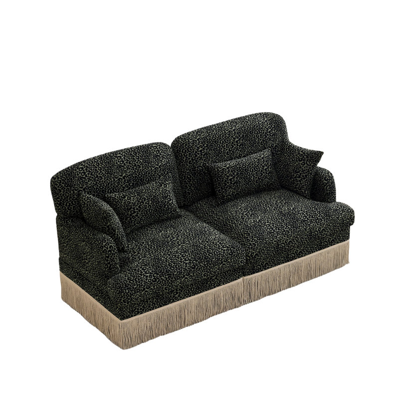 Canapé modulaire moderne en chenille à imprimé léopard et garniture à pampilles