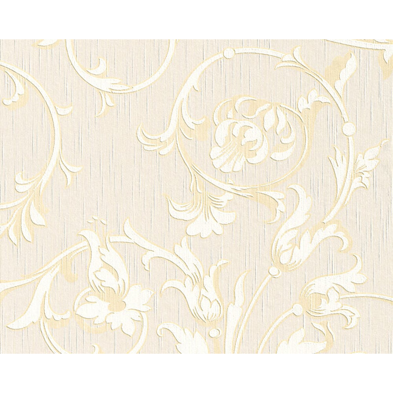 Rouleau de papier peint l 33 pi x l 21 po baroque fabric Sharleen, Crème