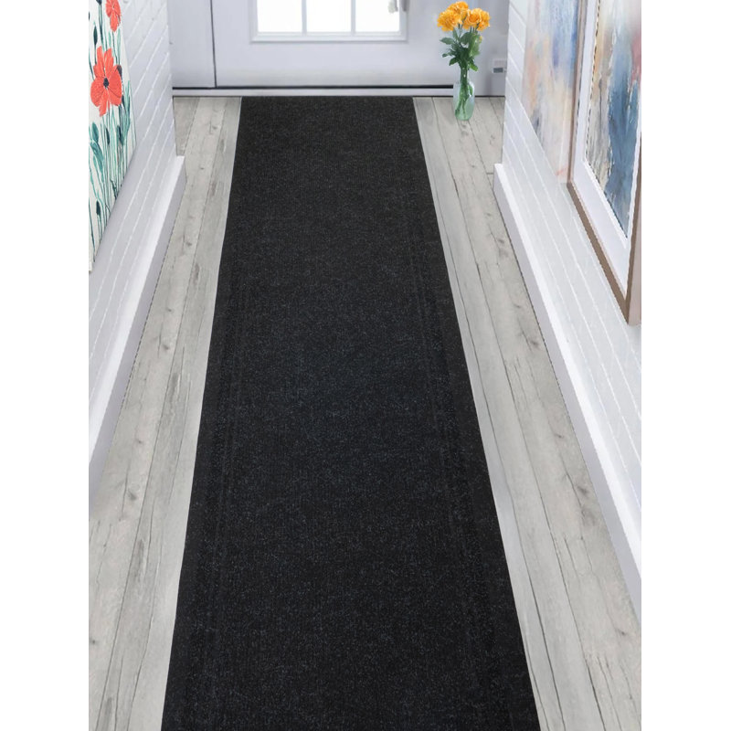 Tapis anthracite antidérapant pour l'extérieur et l'intérieur, Tapis de couloir 2 pi 2 po x 17 pi
