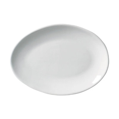 New White Oval Dessert Plate 8.86” Ceramic Stoneware - Microwave, Oven, and Dishwasher Safe, by Porto Brasil