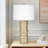 Resin 29" Stacking Rings Table Lamp, Champagne, Made with Resin and Linen - 15" x 15" x 29"