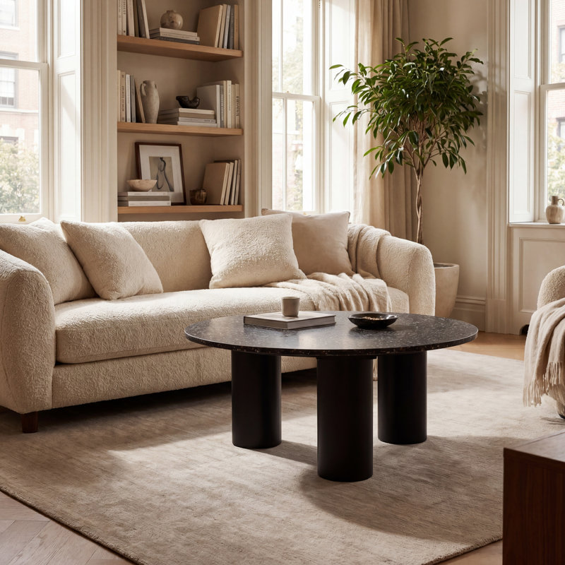 Pike Stone Top Single Coffee Table, Black