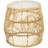 Rattan Handmade Wavy Woven Side End Brown Accent Table with Glass Top