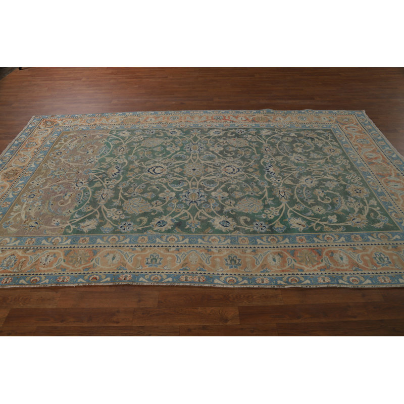 Tapis vert floral 6 x 10