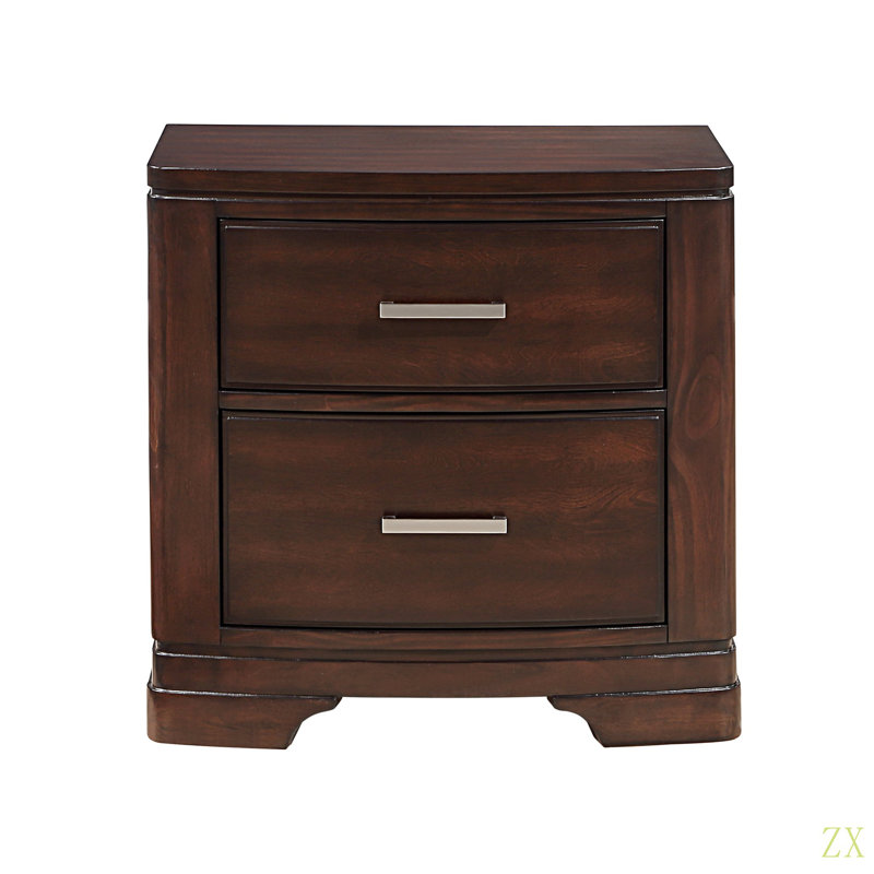 Table de chevet au design épuré avec deux tiroirs de rangement pour meubles de chambre à coucher de style transitionnel 1pc
