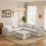 Canapé modulaire de coin 6 pièces à double couche avec repose-pieds