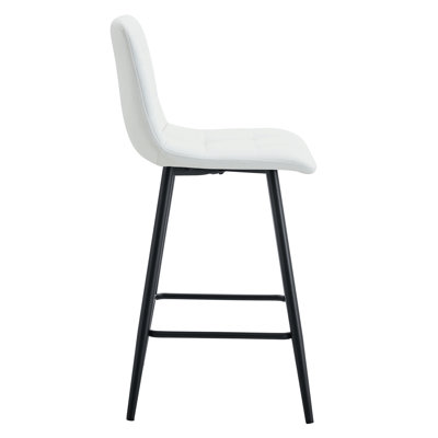 Chaise de bar moderne moderne à carreaux blanc, pieds en métal noir, assemblage facile, convient aux bars deux pièces avec coussin ergonomique, motif, utilisation des pieds