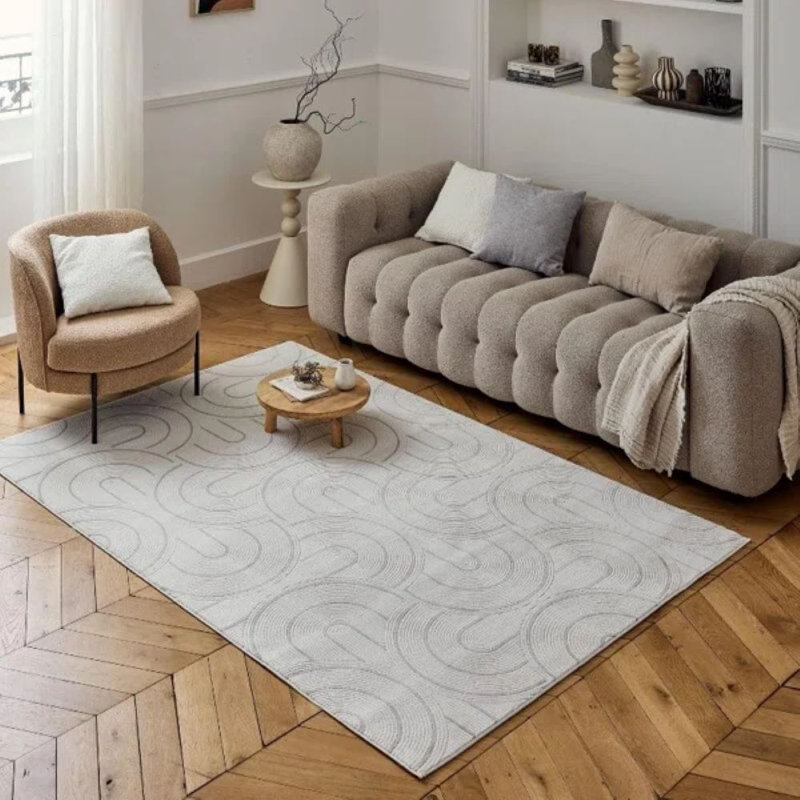 Carmel Modern Arc Cream/Grey Area Rug, Rectangle 120 x 170 cm