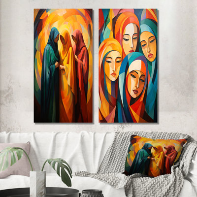 Ensemble de 2 impressions sur toile jaunes et oranges de l'Islam