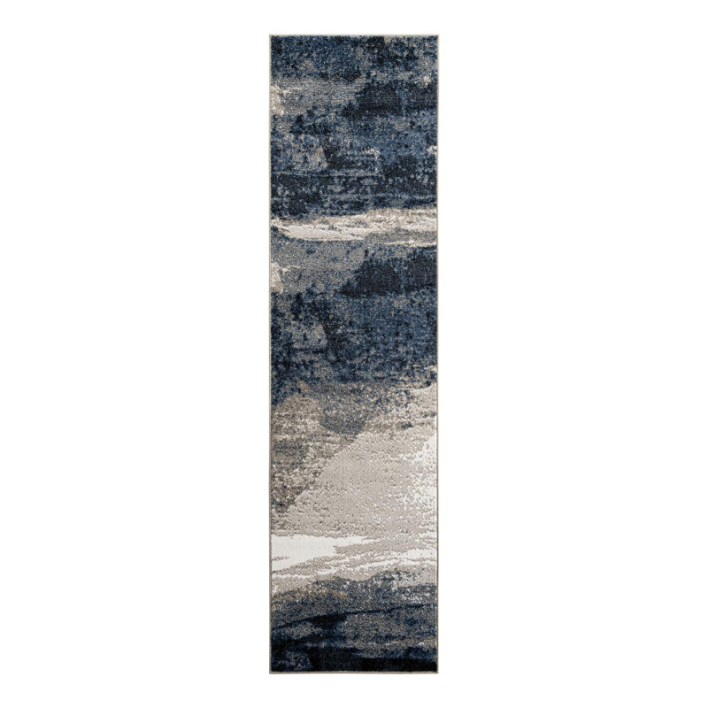 Ivy Bronx Glomma Nathanyl Rug Blue, Runner 2'7" x 10'