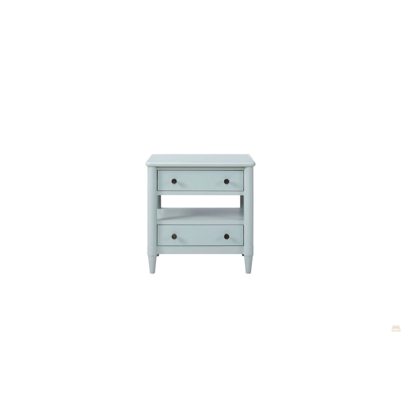 Open Nightstand With 2 Drawers, Light Blue