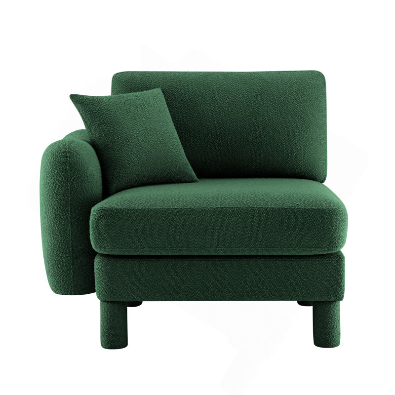 Canapé Lucas LSF avec coussin vert polyester, Green