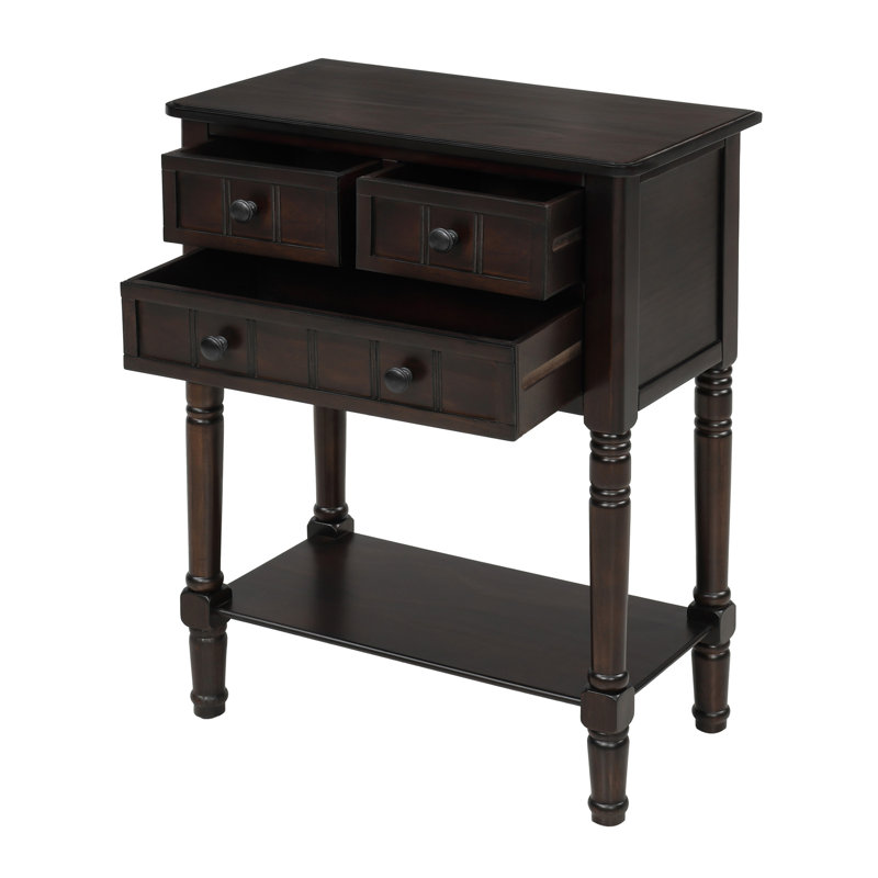 Narrow Console Table, Slim Sofa Table With Three Storage Drawers And Bottom Shelf For Living Room, Easy Assembly (Espresso)