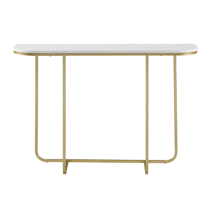 Dorothy 112cm Console Table, Gold, White Marble