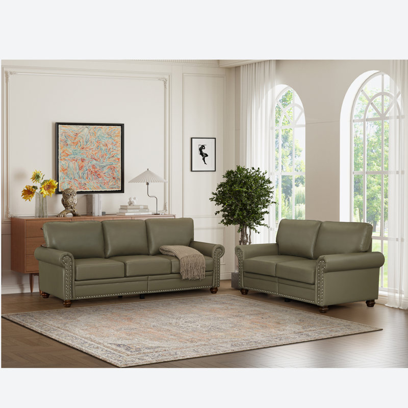 Ensemble de salon en cuir végétalien Auston, Similicuir gris