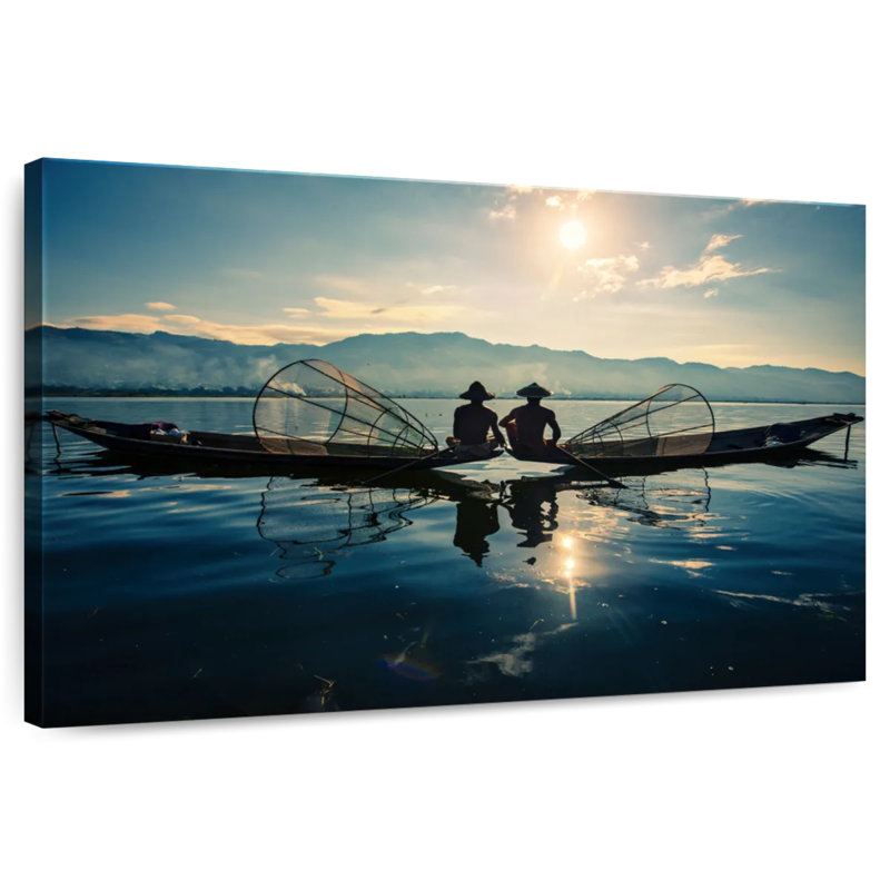 Pêcheurs du lac Senne Inle en Burma II, H 34 po x l 51 po