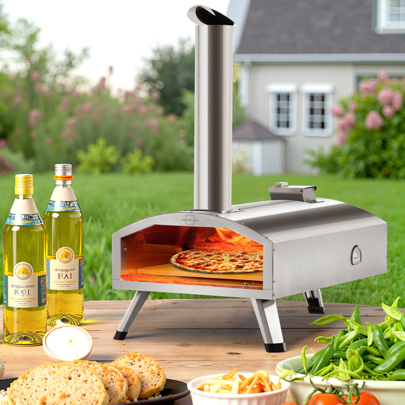 Four à pizza d'extérieur - Four à pizza sur pied en acier inoxydable pour la cour, le camping et les pique-niques