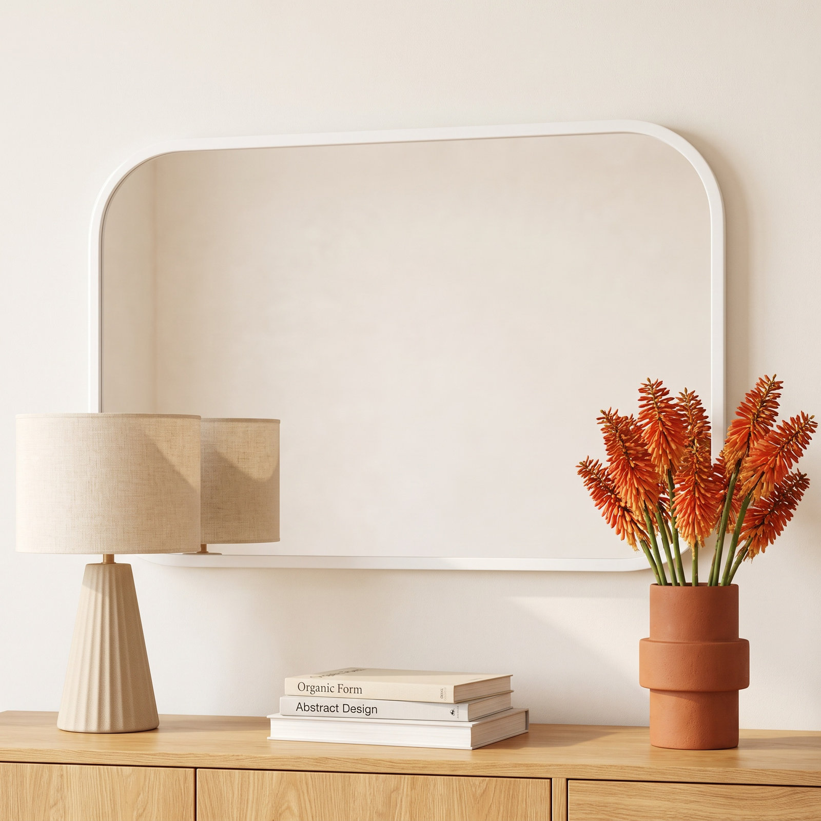 Hub Rubber Flat Mirror, White