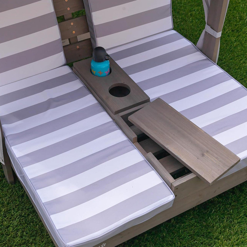 KidKraft 36.5'' Gray Outdoor Double Chaise Lounge with Cushions
