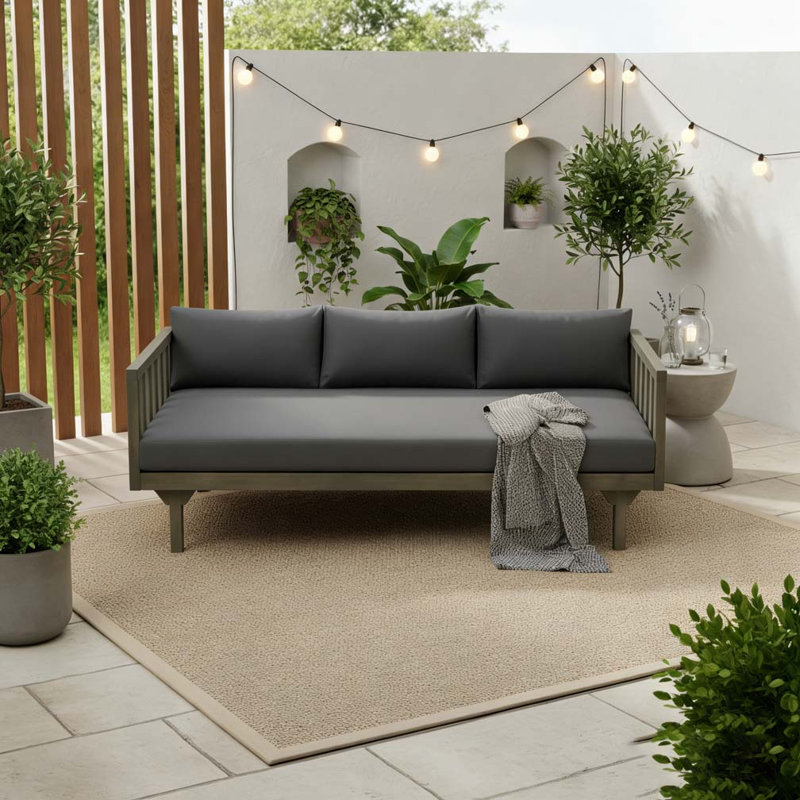 3 SEATER Patio Sofa, Teak, GREY