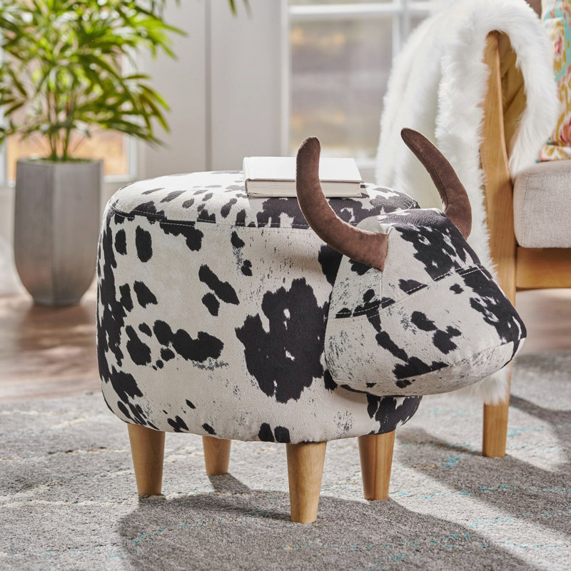 Repose-pieds en forme de vache, tabouret décoratif pour salon / chambre à coucher animal - noir / blanc