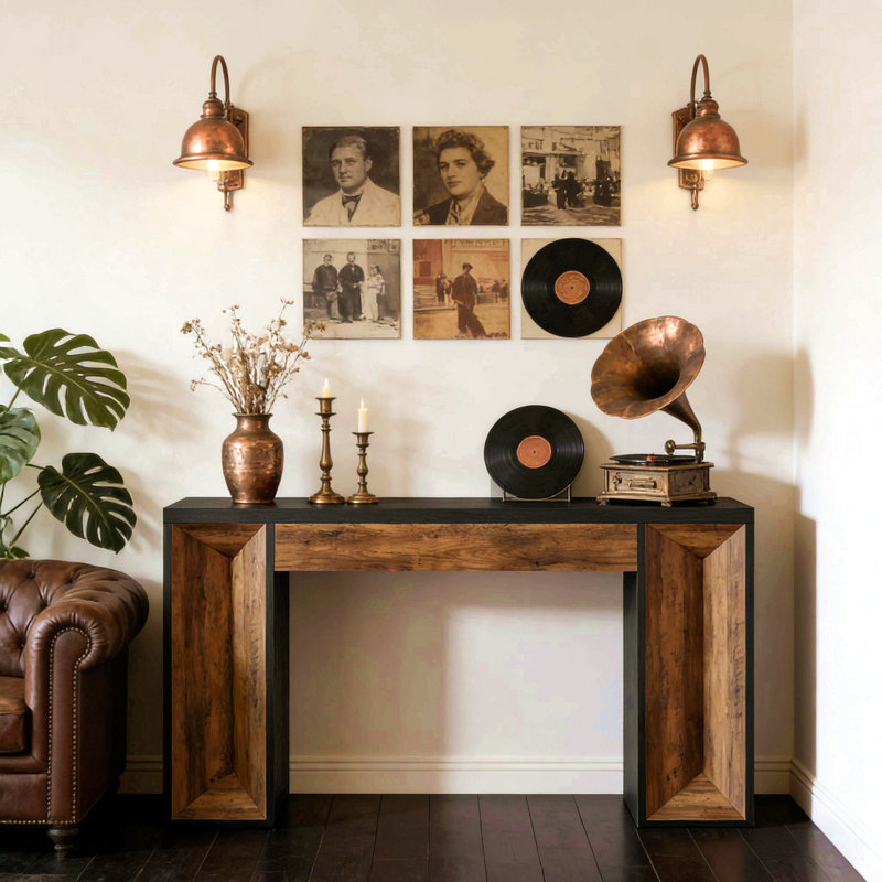 Console à deux tons, table de canapé, table d'entrée moderne