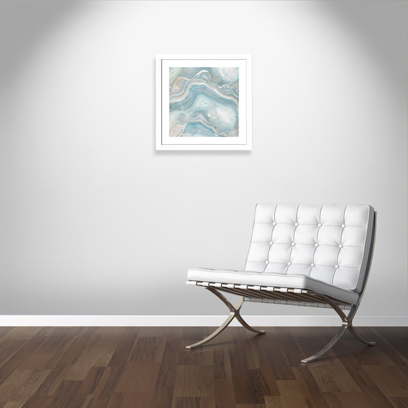 «Priya Agate in Blue I», reproduction d'art graphique encadrée, Blanc mat, H 25 po x l 25 po x P 1,25 po