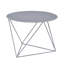 Table de bout ronde grise en métal gris, base géométrique assemblée, plateau de table de 1,5 mm, pour café et discussions, largeur de 23 po, profondeur, hauteur de 17 po, finition épaisse de 13 lb,