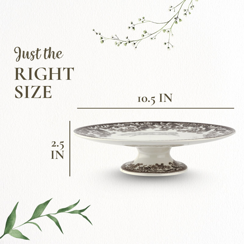 Spode Delamere Footed Cake Plate - Brown/White