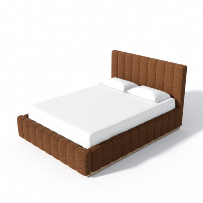 Ciaran Braesyn Platform Bed Frame Boucle Upholstered Headboard and Wooden Slats Support, No Box Spring Needed
