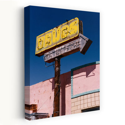 New Mexico Drugs II Retro Vintage Abstract Architecture City Wall Art Print 1 Piece Wrapped Canvas Wall Art