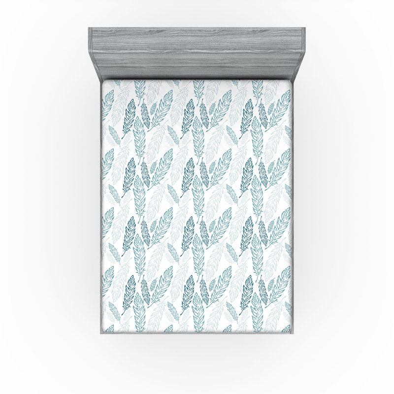 Drap-housse Ambesonne, paquet de 2, Drap-housse grand, Bleu sarcelle / bleu foncé / blanc floral