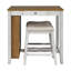 Ensemble de table de bar de 36 po de hauteur avec prise de courant, table basse industrielle avec 2 tabourets rembourrés, ensemble de 3 tables de bar et chaises pour le salon, la salle à manger, brun-1327942357-1327942355